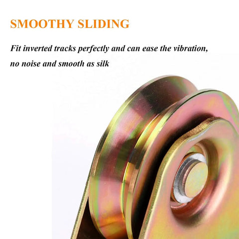 Close-up of V Groove Wheel Plate Caster for V Track Rails, showing galvanized steel with smooth, corrosion-resistant design