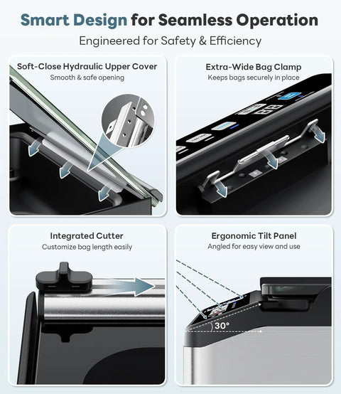 DualCore CVS101 chamber vacuum sealer with soft-close hydraulic upper cover, extra-wide bag clamp, integrated cutter, and ergonomic tilt panel.