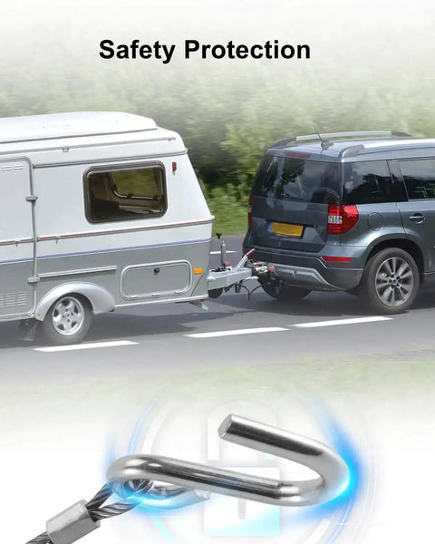Trailer Breakaway Cable Assembly For A-60 Brake Actuator Disc And Drum, 17 Inch Effective Length And 40 Inch Total, with car and trailer