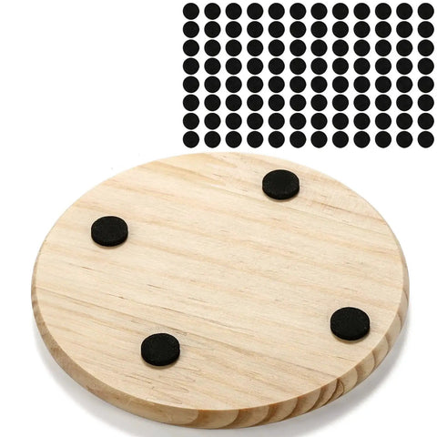 Unfinished Wood Coasters Set 24 Round 4 Inch Blank Drink Coasters With 96 Non Slip Foam Knots for craft projects.