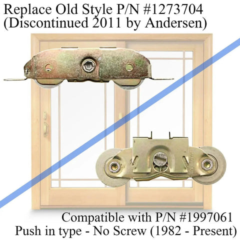 Patio Sliding Door Rollers Replacement Assembly For Gliding Patio Doors One And A Quarter Inch Tandem Steel Ball Bearing Wheels Part 1997061 2 Pack Fits 200 Series Narroline Perma Shield And 400 Series Frenchwood
