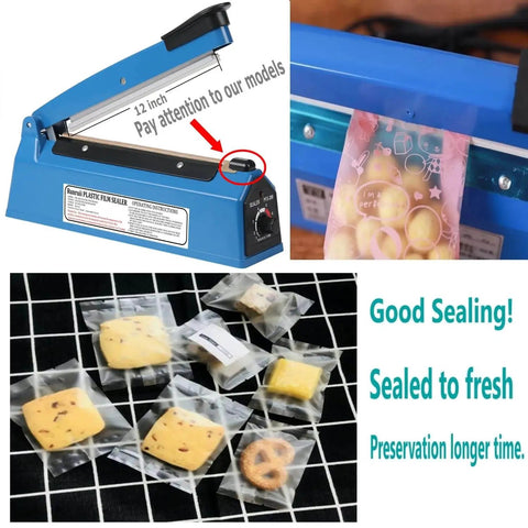 12 Inch Manual Heat Sealer For Plastic Bags Sealing Machine No Warm Up Lightweight Handheld Bag Sealer sealing bags with snacks and pretzels