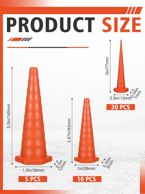 Hydraulic Oil Service Plugs Set Three Sizes Large Medium Small 35 Piece Orange Rubber Drip Proof Hose Plugs with size dimensions shown
