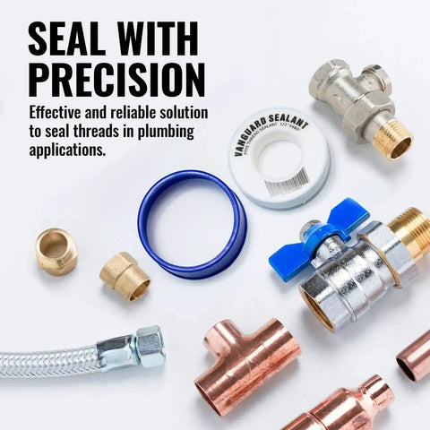 High Density PTFE Plumbers Tape For Shower Heads Faucets And Water Line Connections Half Inch Wide White 460 Inch Length