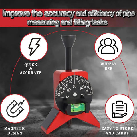 Pipe Center Finder with Magnetic Centering Head for Pros, 2.75 Inch Y Type Pipe Fitting Tool, Adjustable Dial Bubble Protractor