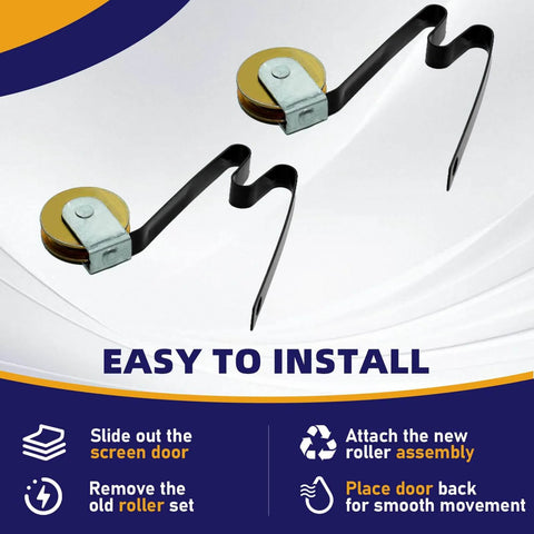Six Pack Sliding Screen Door Rollers with M Shaped Tension Springs, One Inch Concave Steel Ball Bearing Wheels For Smooth Quiet Glide