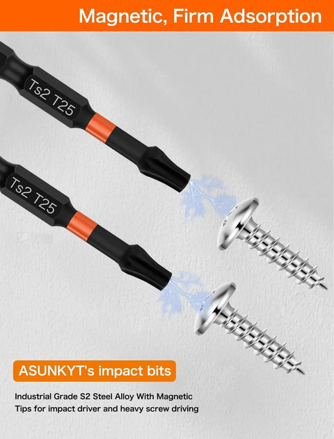 Magnetic Drill Bits T25 Torx For Impact Driver Set In S2 Steel Construction 10 Pack With Secure Magnetic Hold demonstrating use