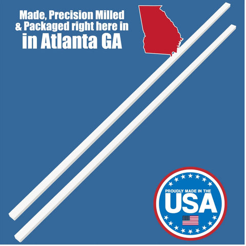 36 Inch Table Saw Miter Bar With Premium UHMW Strips 3/4 By 3/8 Inch Miter Bars For Sled Kits Router Tables And Bandsaws Slick Glide No Residue Clean Up Easy Setup For Crosscut Sleds And Custom Jigs Pack Of 2, two bars displayed on a blue background