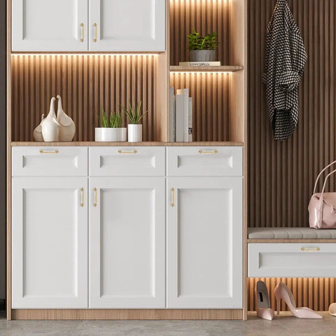 Modern kitchen with 10 Pack 3.75 Inch Champagne Bronze Cabinet Handles Made From Solid Zinc Alloy For Cupboards And Drawers