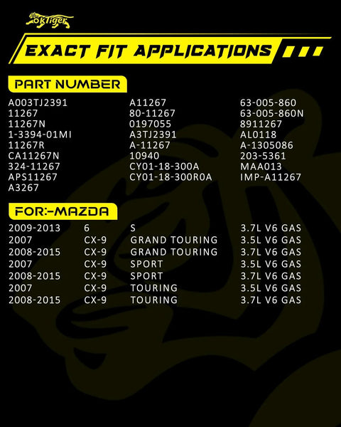 List of part numbers and Mazda models for Beefed Up 110A Clockwise Alternator Replacement For Mazda CX Nine Grand Touring Sport Touring 2007 Through 2015