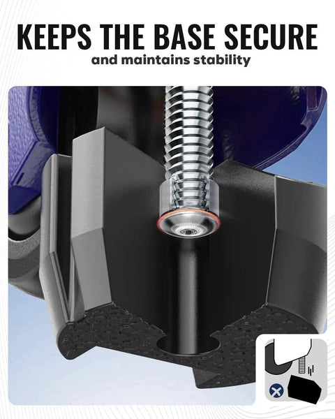 Close-up view of Heavy Duty Leveling Casters Set Of 4 With Retractable Wheels And Ratchet Handle One Half Inch And M12 Stem Sizes Total Capacity 660 Lbs Adjustable Height showing base securing mechanism.