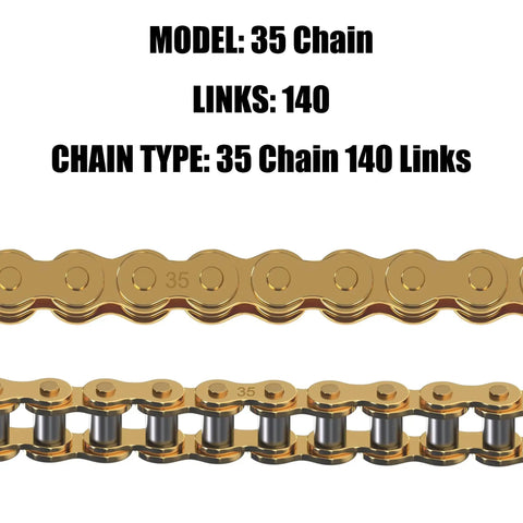 Close-up of 35 chain with 140 links for Mini Bike Chain Breaker Tool For 35 Chain Replacement Compatible With Coleman CT100U CC100X