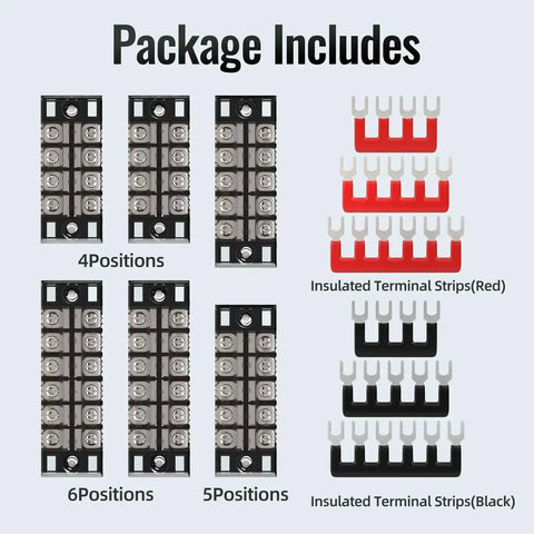 15A Screw Terminal Block Kit With Dual Row Covered Design For Four, Five Or Six Position Blocks 400V Pre Insulated Barrier Strips