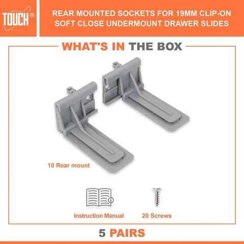 Rear Mounting Brackets For Undermount Drawer Slides In Face Frame Cabinets That Securely Support Soft Close Glides 5 Pairs 10 Pieces