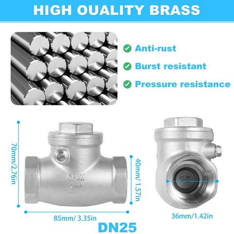 GUXGUY stainless steel 1 inch NPT threaded horizontal check valve, DN25