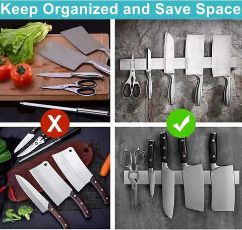 Heavy Duty Magnetic Knife Strip Wall Mount Holder For Fridge And RV Kitchens Ultra Strong Knife Magnet Bar Tool Rack Metal 12 Inch Knife Block No Slip Accessory For Kitchen Utensils