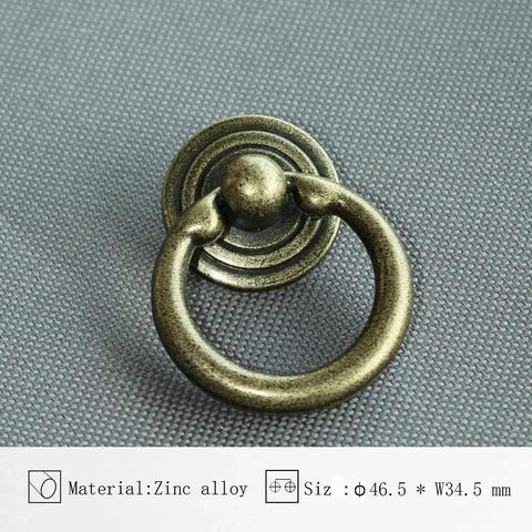 Antique Bronze Ring Drawer Pulls Handles For Cabinets And Dressers, 1.5 Inch Length Ring Knob Style, Zinc Alloy