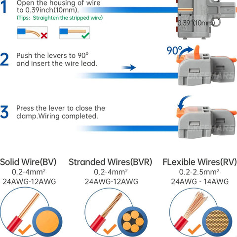 Mini DIY Electrical Wire Connectors Set For Splicing 4/6/8/9/10 Way Butt Terminal Block Connectors Nylon Insulated Flame Retardant 1 In 5 Out Safe And Reliable For Home Workshop Projects wiring instructions diagram