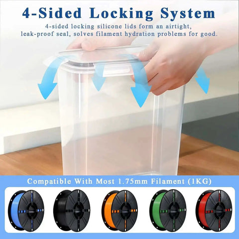 4 Pack Filament Storage Box Set With Desiccant Pouches airtight container with silicone seal for 1kg 3D printing filament spools