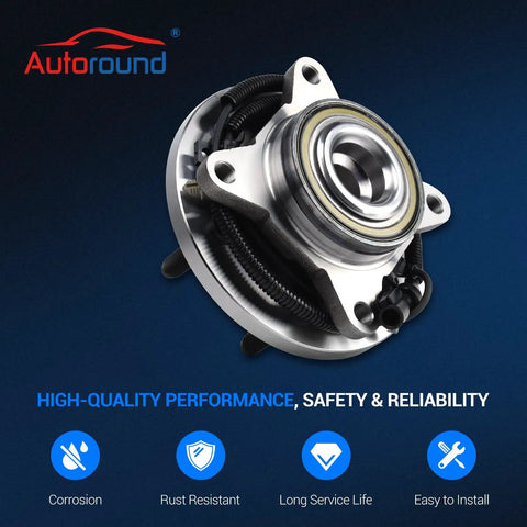 Front Wheel Bearing And Hub Assembly Set Of 2 For 2009 2010 Ford F150 RWD With ABS Six Lug Left Driver Side And Right Passenger Side Replacement Hub Kit For Your Beefed Up Work Truck, product image showing the hub's construction and design highlighting corrosion resistance features
