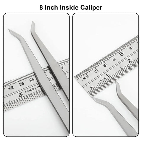 Pro Grade 8 Inch Spring Caliper Set For Woodworking Carbon Steel Inside Caliper measuring against rulers
