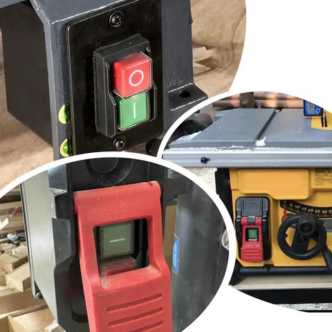 Amazon 120V electromagnetic push-button switch (1/2HP) with red off and green on buttons in black housing for power tools