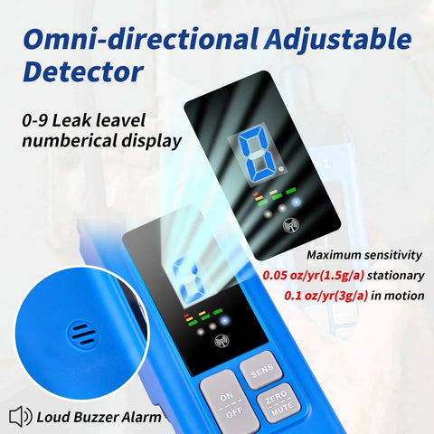 Advanced HVAC Leak Detector for Halogen Gas Leaks and Freon Alarm LCD Display Detects R22 R410A R134A R1234yf