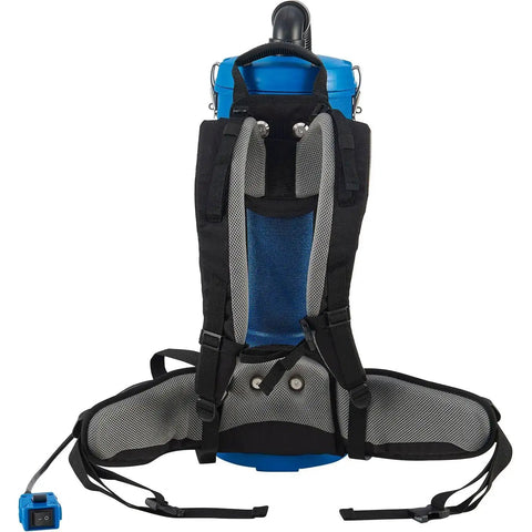 Back view of Ergonomic HEPA Backpack Vacuum With 8 Piece Tool Kit 2.5 Gallon Capacity, showing straps and detachable cord