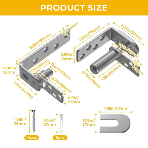 Dimensions of Self Return Saloon Door Hinges 304 Stainless Steel Double Action Swinging Hinges with screws and U-shaped plate