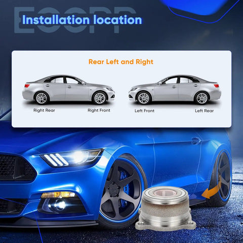 Drop In Ready To Roll Rear Wheel Hub Bearing Assembly OE 541011 Fits Nissan Frontier 2005 2019 With Automatic Transmission And Nissan Xterra 2005 2015 With Automatic Transmission And Suzuki Equator 2009 2012 All Models Replacement diagram with vehicle installation location.