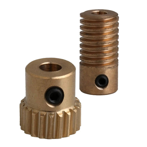 0.5 Modulus Brass Gear Reducer Set with 20 Tooth Brass Gear Wheel and 4mm Bore Brass Gear Shaft for Small Machines DIY Projects.