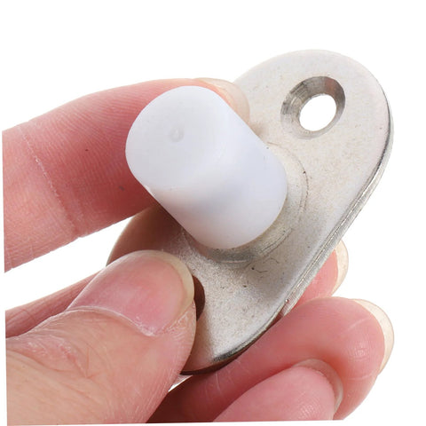 Close-up of Sliding Door Floor Guide Roller And Barn Door Stopper for Smooth Easy Install, showing durable nylon and iron material.