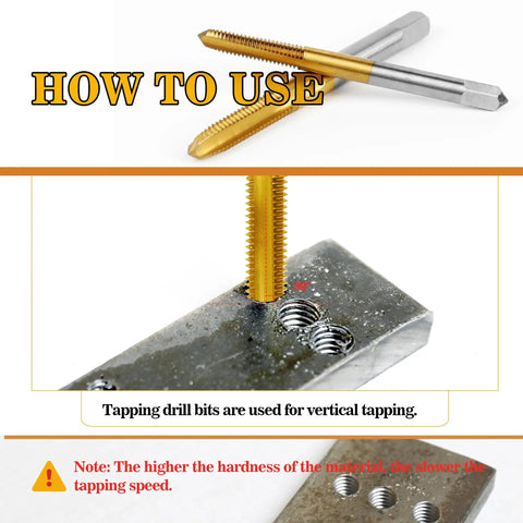 Close-up of Six Piece Metric Tap Set With Wrench Pro Grade Quality For Metal Aluminum Plastic Wood M3x0.5 tapping metal.