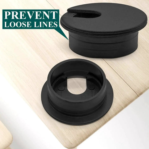 Black Desk Cable Grommets 1.5 Inch Plastic Hole Covers For Office Equipment And Computer Desks, Wire Organizer
