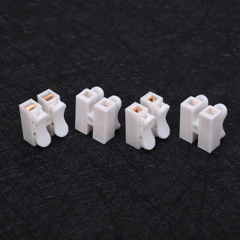 500 Pack 2 Pin 10A 220V Push Wire Connectors Quick Connect Spring Terminal Blocks for LED Strip Lights, DIY, No Solder, White PVC