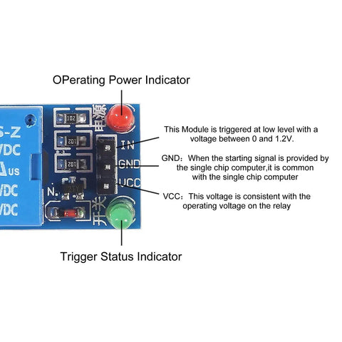 Five Volt One Channel Relay Module With Opto Isolation And High Low Level Trigger for Arduino power and status indicators