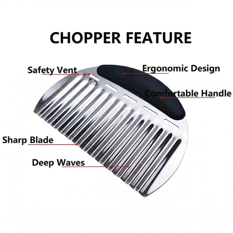 Two Piece Stainless Steel Crinkle Cutter And French Fry Cutter Set Heavy Duty Wavy Potato Slicer with ergonomic handle and sharp blade