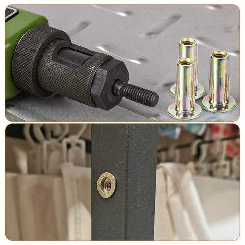 Multi Grip M4 Rivet Nuts Kit With Flat Head Carbon Steel Pre Bulbed Shank Threaded Insert Nuts Zinc Plated Finish 26 Pcs Uxcell