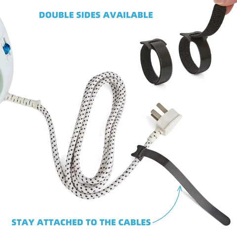 Self Fastening Reusable Cable Ties With Hook And Loop 8 Inch Adjustable Cable Management Straps organizing cords