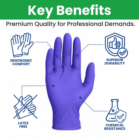 X Large Nitrile Disposable Gloves Powder Free Textured Fingertips For Medical Lab showing ergonomic comfort and durability