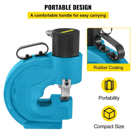 35 Ton Hydraulic Hole Punch Tool For Iron Copper Aluminum And Stainless Steel Sheets With 109mm Throat And High Carbon Tungsten Die Set