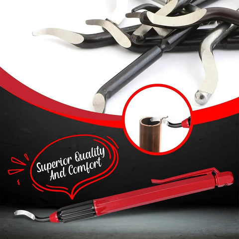 Deburring Tool Kit With 16 High Speed Steel M2 Blades For Metal Resin PVC Pipes Copper Plastic And 3D Printed Edges Includes 6 BS1010 Blades For Steel Aluminum And Plastic 5 BS1018 For Stainless And Hard Metals And 5 BK3010 Micro Blades For Small Holes