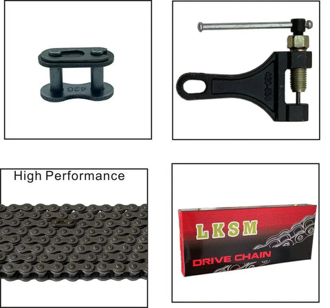 420 Chain 132 Link Motorcycle Standard Roller Chain With Chain Breaker And 6 Connecting Master Link For 100cc 110cc 125cc vehicles