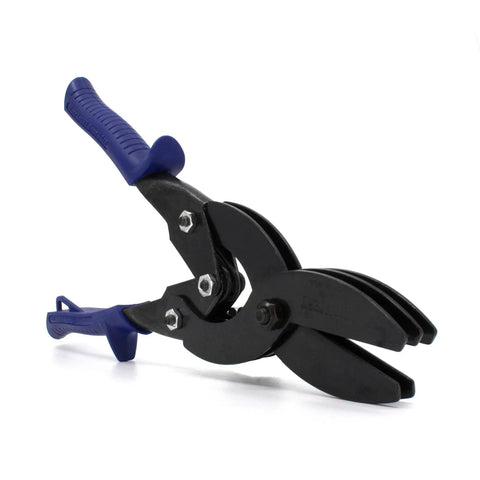 Heavy Duty Sheet Metal Duct End Crimp Tool With Compound Leverage And Kush N Power Comfort Grips For Factory Like Precision Joints Up To One And Five Eighths Inch End Crimps With Extra Tough Non Slip Steel Handles Midwest Tool And Cutlery MWT C5 shown in profile view.