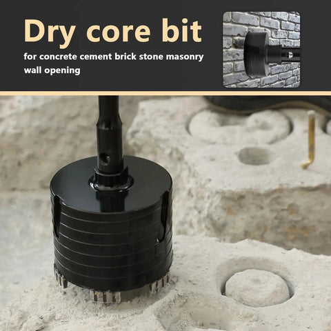 1 Inch Diamond Core Drill Bit With SDS Plus Adapter For Dry And Wet Drilling shown on concrete surface