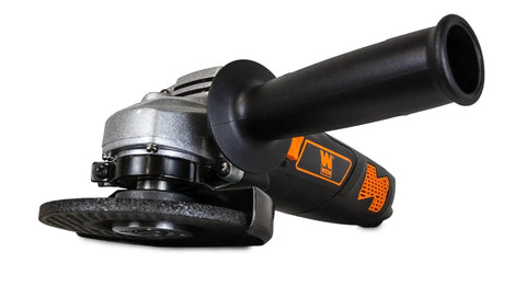 Powerful 7 Amp Angle Grinder With A Four And A Half Inch Wheel, 11,000 RPM, Lightweight Design With Rubber Grip, Reversible Handle