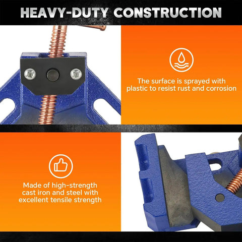 Beefy Cast Iron Welders Angle Clamp For Woodworking, Two Axis 90 Degree Right Angle Welding Clamp, Self Centering Jig Fixture