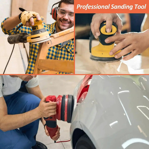 5 Inch Foam Sanding Pad 8 Hole Interface Backing Pad for Orbital Sander in use on wood and car surfaces