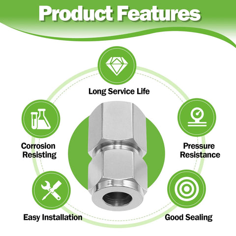 Goldpea stainless steel 304 compression tube fitting, 1/4 in. OD x 1/4 in. NPT female, double ferrule, pack of 2