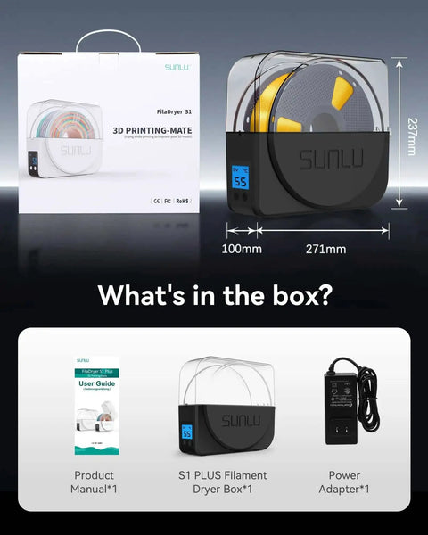 Filament Dryer Box For 3D Printers With Built In Fan Dehydrator And Storage Keeps 1.75mm 2.85mm And 3.00mm PLA PETG ABS Filaments